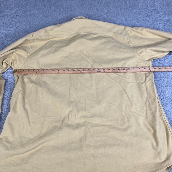 Cabelas Chamois Shirt Men 2XLT Khaki Beige Button Collar Utility Outdoor Shacket - Picture 9 of 10